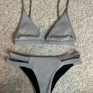 Billabong black and white striped bikini